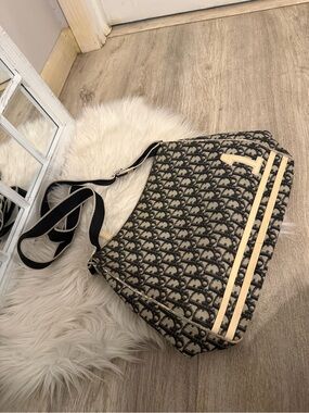 Christian Dior Black navy and Cream Monogram crossbody trotter bag messenger